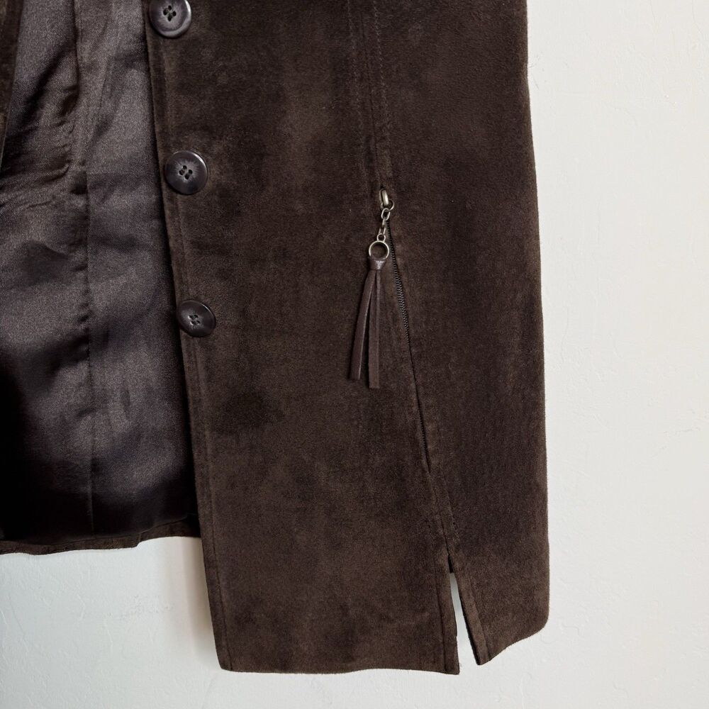 Vintage Cache Size M Suede Vest Chocolate Brown Longline Western Bobo Festival - Picture 8 of 16